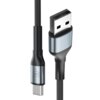 Na zdjęciu widoczny jest czarny kabel USB z końcówkami USB i USB-C, z metalicznymi elementami przy złączach. Na jednej z końcówek znajduje się logo "3MK".