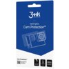 Niebiesko-białe opakowanie produktu z logo "3mk Protection" na górze, zawierające ilustrację kamery z nałożonym szkłem ochronnym oraz napisy: "hybrid glass Cam Protection™", "unbreakable", "1 set", "250% stronger". Na dole znajduje się kod QR oraz napis "Cam Protection™".