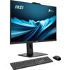 Komputer stacjonarny z monitorem, klawiaturą i myszką, na ekranie widoczna jest abstrakcyjna, niebieska grafika. Na monitorze i klawiaturze znajduje się logo "MSI", a na ekranie napis "PRO SERIES".