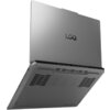Na zdjęciu widoczny jest laptop w kolorze szarym, z otwartą pokrywą, na której znajduje się logo "LOQ". Spód laptopa ma widoczne otwory wentylacyjne.