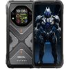 Smartfon OSCAL Tank 1 5G 12/256GB 6.78" 120Hz Czarny z widocznym ekranem i tylnym panelem; na ekranie wyświetlony jest obraz futurystycznego robota, a na tylnym panelu widnieje logo "OSCAL" oraz okrągły moduł aparatu z wyświetlaczem pokazującym godzinę 10:08 i datę 18.02.