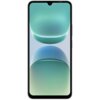 Smartfon z dużym ekranem, na którym widoczna jest abstrakcyjna grafika w odcieniach zieleni i błękitu. Obudowa urządzenia jest czarna, a na górze ekranu znajduje się niewielkie wcięcie na kamerę.