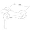 Na ilustracji widoczny jest schemat baterii prysznicowej z oznaczeniem wymiaru 150 mm. Produkt ma prosty, geometryczny kształt z jednym uchwytem.