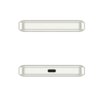 Na zdjęciu widoczne są dwa ujęcia białego urządzenia elektronicznego o zaokrąglonych krawędziach. Dolne ujęcie pokazuje port USB-C na środku krawędzi urządzenia.