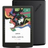Czytnik e-booków z kolorowym ekranem wyświetla grafikę przedstawiającą astronautę unoszącego się w przestrzeni z książką, otoczonego kolorowymi planetami i gwiazdami. Na ekranie widoczny jest tekst: "inkBOOK SOLARIS COLOR".