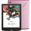 Czytnik e-booków z różową obudową i kolorowym ekranem, na którym widoczna jest grafika z astronautą i planetami oraz tekst "inkBOOK SOLARIS COLOR". Na obudowie znajduje się logo "inkBOOK".