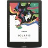 Czytnik e-booków z kolorowym ekranem wyświetla grafikę przedstawiającą otwartą książkę, z której wyłaniają się kolorowe fale i postać w skafandrze kosmicznym, otoczona planetami i gwiazdami. Na ekranie widoczny jest tekst: "inkBOOK SOLARIS COLOR".