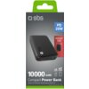 Opakowanie powerbanku marki sbs o pojemności 10000 mAh i mocy 20W, z widocznym napisem "Pocket Size" oraz grafiką przedstawiającą urządzenie. Na dole opakowania znajduje się tekst: "Compact Power Bank Ideal for iPhone, Samsung & Others" oraz kod "TEBBCT10000PDLDK 21058".
