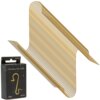Złote haczyki do bombek ułożone są w uporządkowany sposób, a obok nich znajduje się czarne opakowanie z napisem "Christmas tree hooks" oraz "Gold 50 PCS". Na opakowaniu widoczne są złote gwiazdki i ilustracja haczyka.