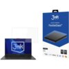 Na zdjęciu widoczny jest laptop z logo "3mk" na ekranie oraz opakowanie produktu "3mk Protection premium protection FlexibleGlass™". Opakowanie zawiera informacje o technologii FIT-IN™, certyfikatach PZH i ROHS oraz wzmiankę o 250% większej wytrzymałości.