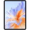Tablet z wyświetlaczem prezentującym abstrakcyjny wzór w odcieniach fioletu i pomarańczu. Urządzenie ma cienką ramkę i zaokrąglone rogi.