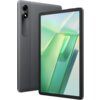 Tablet w kolorze szarym z wyświetlaczem prezentującym abstrakcyjną grafikę w odcieniach zieleni i żółci. Na tylnej obudowie widoczne są dwa obiektywy aparatu oraz napis "Sound by Harman Kardon".