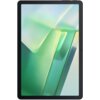Tablet z dużym ekranem wyświetlający abstrakcyjną grafikę w odcieniach zieleni i błękitu. Urządzenie ma cienkie ramki i widoczny przycisk na krawędzi.