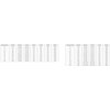 Tabela przedstawia wymiary kabin prysznicowych i ścianek, z kolumnami oznaczonymi jako "Rozmiar drzwi", "A1 (mm)", "X1 (mm)", "Y1 (mm)", "B (mm)", "D (mm)", "E (mm)", "H (mm)" oraz "Rozmiar ścianki", "A2 (mm)", "X2 (mm)", "Y2 (mm)", "F (mm)", "H (mm)". Wartości w tabeli obejmują różne rozmiary od 70 do 120 cm, z wysokością H wynoszącą 2000 mm.
