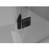 Przezroczyste drzwi prysznicowe z czarnym uchwytem i zawiasem, widoczne na tle jasnej powierzchni. Produkt to "Mexen Mist-H drzwi prysznicowe uchylne prawe 70 cm, transparent, czarne - 8A5-070-000-70-00-P".