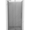 Przesuwane drzwi prysznicowe o wymiarach 120 cm, wykonane z transparentnego szkła, z wykończeniem w kolorze gun metal. Drzwi są umieszczone w marmurowej wnęce, z widocznym pionowym uchwytem po prawej stronie.