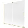 Dwuskrzydłowy parawan nawannowy o wymiarach 180 x 150 cm, wykonany z matowego szkła, z elementami w kolorze złotym szczotkowanym. Produkt ma prostokątny kształt i posiada uchwyt w tym samym złotym wykończeniu.