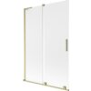 Dwuskrzydłowy parawan nawannowy o wymiarach 120 x 150 cm z matowym wykończeniem i złotymi szczotkowanymi elementami. Produkt ma prostokątną formę z uchwytem na jednym ze skrzydeł.