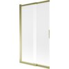Przesuwany, dwuskrzydłowy parawan nawannowy o wymiarach 100 x 150 cm z matowym wykończeniem i złotymi elementami. Produkt ma prostą, elegancką konstrukcję z uchwytem ułatwiającym przesuwanie.