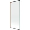 Przesłany obraz przedstawia jednoskrzydłowy parawan nawannowy o wymiarach 80 x 150 cm z czarną ramką i elementami w kolorze miedzi szczotkowanej. Produkt ma prostokątny kształt i minimalistyczny design.