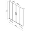 Schemat przedstawia dwuskrzydłowy, rozsuwany parawan nawannowy o wymiarach 180 x 150 cm, z oznaczeniami wymiarów: 480 mm, 425 mm, 1500 mm i 1800 mm. Produkt opisany jest jako "Mexen Velar L Duo parawan nawannowy 2-skrzydłowy rozsuwany 180 x 150 cm, szron, nikiel szczotkowany - 896-180-003-32-97".
