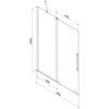 Schemat techniczny przedstawia dwuskrzydłowy, rozsuwany parawan nawannowy o wymiarach 85 x 150 cm, z oznaczeniami wymiarów: 455 mm, 400 mm i 850 mm. Produkt ma kolor grafitowy z elementami w odcieniu różowego złota.