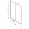 Schematyczny rysunek przedstawia dwuskrzydłowy, rozsuwany parawan nawannowy o wymiarach 85 x 150 cm, z oznaczeniami 455 mm i 400 mm na poszczególnych segmentach. Produkt ma wykończenie w kolorze gun gray szczotkowany, a na rysunku widoczne są linie wymiarowe oraz uchwyt.