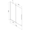 Schematyczny rysunek przedstawia dwuskrzydłowy, rozsuwany parawan nawannowy o wymiarach 90 x 150 cm, z oznaczeniami wymiarów 480 mm i 425 mm. Produkt ma szronioną powierzchnię i biały kolor, a jego numer to 896-090-000-31-20.