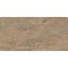 Płytka podłogowo-ścienna o wymiarach 120 x 60 cm z połyskiem, w odcieniach brązu z delikatnymi, jasnymi żyłkami. Produkt to "Mexen Nairobi Natural gres szkliwiony rekt. G1, TL160-120-060-02".
