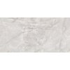 Płytka podłogowo-ścienna o wymiarach 120 x 60 cm z wzorem przypominającym marmur w odcieniach jasnej szarości, z widocznymi żyłkami i delikatnymi liniami. Powierzchnia jest gładka i błyszcząca, co sugeruje szkliwienie.