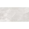 Na zdjęciu widoczna jest płytka podłogowo-ścienna o wymiarach 120 x 60 cm, w kolorze srebrnym z matowym wykończeniem, z delikatnym wzorem przypominającym naturalny kamień. Powierzchnia płytki ma subtelne, nieregularne linie i cieniowania, które nadają jej elegancki wygląd.