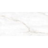 Biała płytka z połyskiem o wymiarach 120 x 60 cm, z delikatnymi, beżowymi żyłkami biegnącymi przez powierzchnię. Produkt to "Mexen Brakel White gres szkliwiony rekt. G1, płytka podłogowo-ścienna 120 x 60 cm, połysk - TL110-120-060-01".