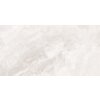 Płytka podłogowo-ścienna o wymiarach 120 x 60 cm z połyskiem, w odcieniach bieli i szarości, z delikatnym wzorem przypominającym marmur. Produkt to "Mexen Reno Bianco gres szkliwiony rekt. G1, TL133-120-060-00".
