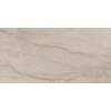 Płytka podłogowo-ścienna o wymiarach 120 x 60 cm z połyskiem, w odcieniach beżu i szarości, z widocznymi naturalnymi żyłkami i wzorami przypominającymi kamień. Produkt to "Mexen Costline Smoke gres szkliwiony rekt. G1, TL123-120-060-02".