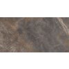Zdjęcie przedstawia płytkę podłogowo-ścienną o wymiarach 120 x 60 cm z serii Mexen Visby Copper, wykonaną z gresu szkliwionego. Powierzchnia płytki ma ciemny, marmurowy wzór z widocznymi żyłkami w odcieniach brązu i szarości.
