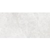 Jasnoszara płytka z połyskiem o wymiarach 120 x 60 cm, z delikatnym, marmurowym wzorem i subtelnymi żyłkami. Produkt to "Mexen Lizard Silver gres szkliwiony rekt. G1, płytka podłogowo-ścienna 120 x 60 cm, połysk - TL109-120-060-03".