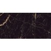 Płytka podłogowo-ścienna o wysokim połysku z czarnym tłem i złotymi, nieregularnymi żyłkami tworzącymi marmurowy wzór. Produkt: "Mexen Python Gold gres szkliwiony rekt. G1, płytka podłogowo-ścienna 120 x 60 cm, wysoki połysk - TL212-120-060-00".