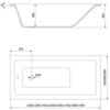 Schemat przedstawia przekrój i widok z góry prostokątnej wanny o wymiarach 170 x 80 cm, z oznaczeniami wymiarów: wysokość 400 mm, głębokość 380 mm, średnica odpływu Ø50 mm, oraz szerokość 355 mm. Na dole widoczne są różne długości wanny: 1200/1300/1400/1500/1600/1700/1800/1900 mm, a szerokości: 700/800/900 mm.
