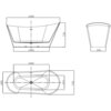 Schemat wanny wolnostojącej z trzema widokami: z przodu, z boku i z góry, z wymiarami 1600 x 750 x 720 mm oraz oznaczeniami 1060 mm, 680 mm, 440 mm i 423 mm. Produkt to "Mexen Dora wanna wolnostojąca 160 x 75 cm, biała/czarna, przelew czarny - 52071607575-70".