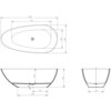 Schemat przedstawia rysunek techniczny wanny wolnostojącej o wymiarach 1700 x 850 mm, z widocznymi wymiarami wewnętrznymi i zewnętrznymi oraz oznaczeniem miejsca odpływu. Na rysunku znajdują się szczegółowe wymiary, takie jak 1179 mm, 553 mm, 435 mm, 550 mm, 450 mm, 80 mm i 900 mm.