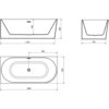 Schemat wanny wolnostojącej z trzema widokami: z boku, z góry i z przodu, z wymiarami 1800 x 800 mm, wysokością 580 mm i szerokością 720 mm. Widoczne są oznaczenia wymiarów: 1720 mm, 450 mm, 900 mm.