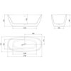 Na zdjęciu znajduje się techniczny rysunek wanny wolnostojącej o wymiarach 170 x 75 cm, z widocznymi wymiarami: wysokość 580 mm, szerokość 1200 mm i 480 mm, oraz długość 1700 mm i 1150 mm. Na rysunku zaznaczono również średnicę przelewu wynoszącą 50 mm.