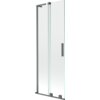 Przesłane zdjęcie przedstawia dwuskrzydłowy, rozsuwany parawan nawannowy o wymiarach 70 x 150 cm, wykonany z przezroczystego szkła i wykończony w kolorze gun metal. Produkt ma prostokątną formę z metalowymi elementami konstrukcyjnymi i uchwytem.