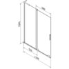 Schemat techniczny przedstawia dwuskrzydłowy, rozsuwany parawan nawannowy o wymiarach 110 x 150 cm, z oznaczeniami wymiarów: 580 mm, 525 mm, 1100 mm i 1500 mm. Produkt ma kolor grafitowy z elementami w złotym szczotkowanym wykończeniu.