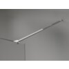 Przezroczysta ścianka prysznicowa z chromowanym wspornikiem zamontowana na szarej ścianie. Produkt oznaczony jako "Mexen Kioto-X ścianka prysznicowa Walk-in 80 x 200 cm, transparent 10 mm, chrom - 800-080-101-01-00-X".