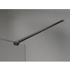 Przezroczysta ścianka prysznicowa z czarnym wspornikiem zamontowana na szarej ścianie. Produkt to "Mexen Kioto-X ścianka prysznicowa Walk-in 100 x 200 cm, transparent 10 mm, czarna - 800-100-101-70-00-X".