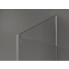 Przedstawiono ściankę prysznicową typu walk-in o transparentnym szkle i chromowanych elementach, z widocznym logo "Mexen" na metalowej ramie. Produkt ma wymiary 140 x 120 x 30 cm.