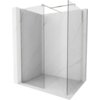 Przeszklona ścianka prysznicowa typu walk-in o wymiarach 125 x 110 cm, wykonana z transparentnego szkła i wykończona w niklu szczotkowanym, zamontowana na tle ścian z jasnego marmuru. Produkt oznaczony jest numerem 800-125-202-97-00-110.
