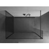 Na zdjęciu widoczna jest ścianka prysznicowa typu walk-in o wymiarach 130 x 120 x 30 cm, wykonana z transparentnego szkła z elementami w kolorze gun gray szczotkowanym. Ścianka jest zamontowana w nowoczesnej łazience z szarymi, betonowymi ścianami i sufitem.