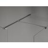 Przezroczysta ścianka prysznicowa z metalowymi wspornikami w kolorze gun metal, o wymiarach 160 x 90 cm i grubości 10 mm. Produkt to "Mexen Kioto-X ścianka prysznicowa Walk-in".